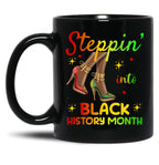 Steppin' Into Black History Month African American Pride High Heels Fashion Tee Black Coffee Mug