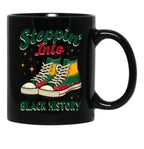 Steppin' Into Black History Black Coffee Mug - Black