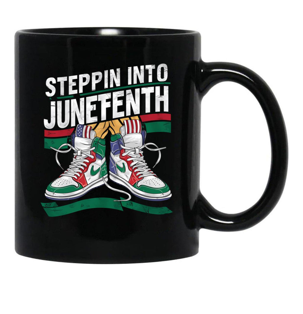 Steppin Into Junefenth Of Black Story Mug Black Coffee Mug - Black