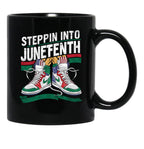 Steppin Into Junefenth Of Black Story Mug Black Coffee Mug - Black