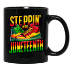 Steppin- Into Juneteenth Black History Black Coffee Mug - Black