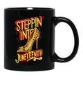 Steppin' Into Juneteenth Celebrating Freedom In Style Black Coffee Mug - Black