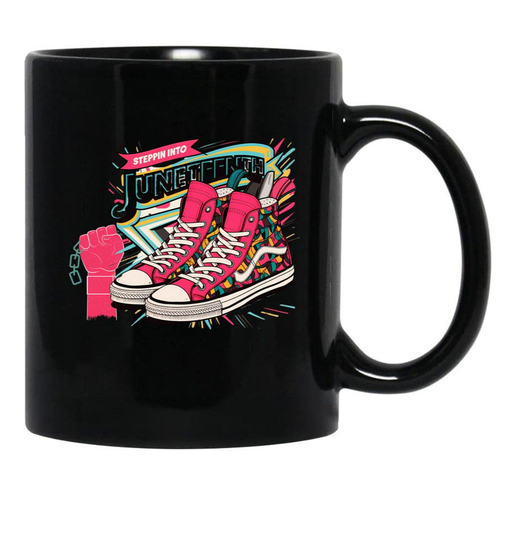 Steppin Into Juneteenth For Girl Sneakers Black Coffee Mug - Black