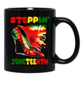 Steppin' Into Juneteenth Freedom Black History Black Coffee Mug - Black