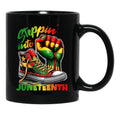 Steppin Into Juneteenth Funny Gift For Black Women Black Coffee Mug - Black