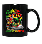 Steppin Into Juneteenth Funny Gift For Black Women Black Coffee Mug - Black