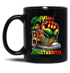 Steppin Into Juneteenth Funny Gift For Black Women Black Coffee Mug