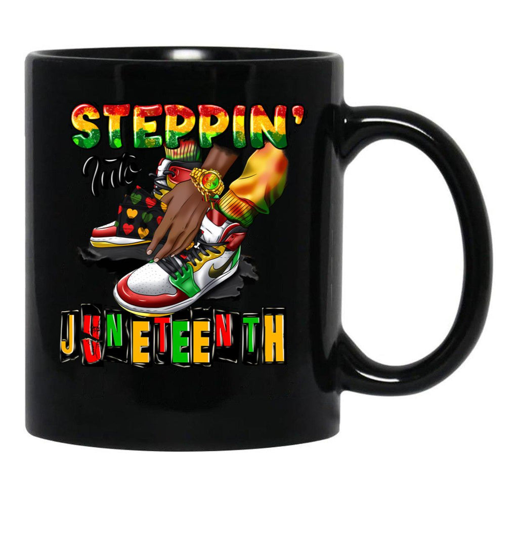 Steppin' Into Juneteenth Mug Black Coffee Mug - Black