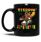 Steppin' Into Juneteenth Mug Black Coffee Mug