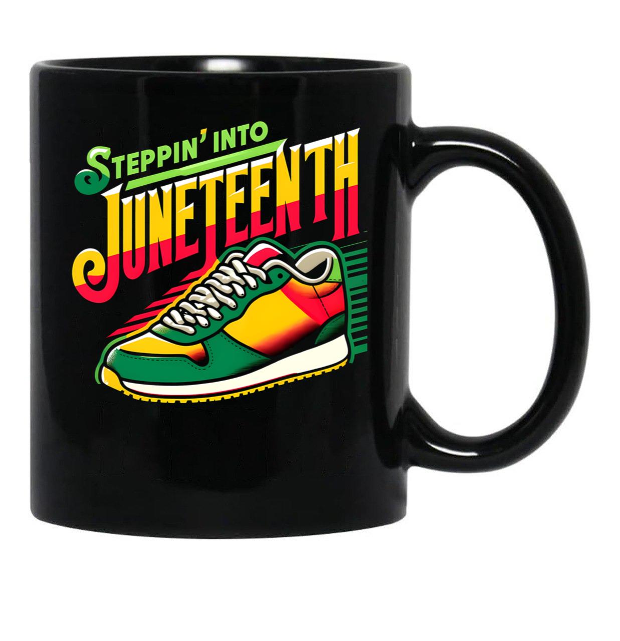 Steppin' Into Juneteenth (3) Black Coffee Mug - Black