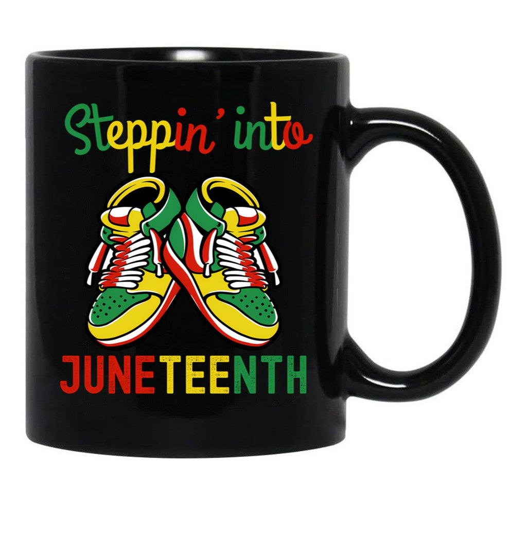 Steppin' Into Juneteenth Black Coffee Mug - Black