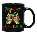 Steppin' Into Juneteenth Black Coffee Mug - Black