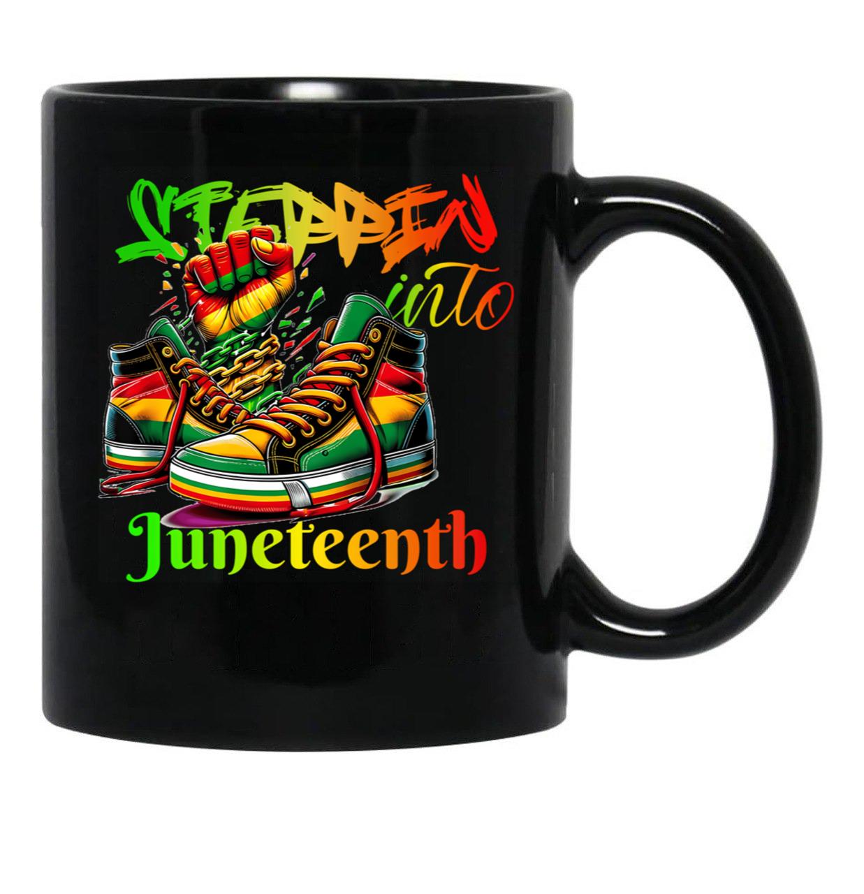 Steppin Into Juneteenth Black Coffee Mug - Black
