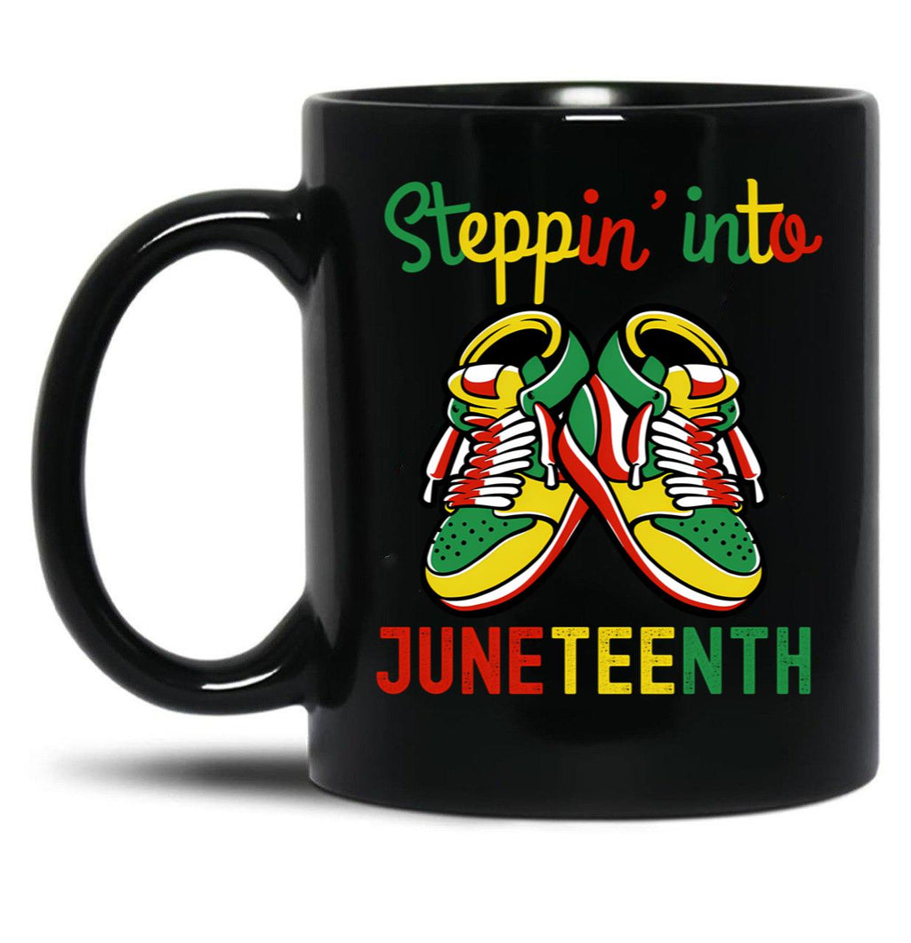 Steppin' Into Juneteenth Black Coffee Mug