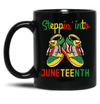 Steppin' Into Juneteenth Black Coffee Mug