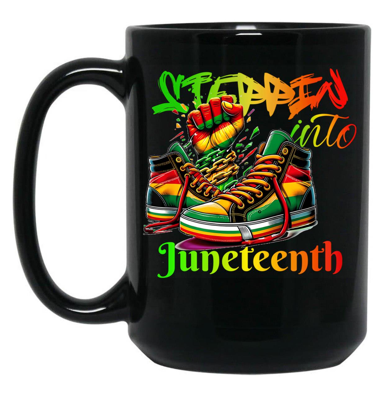 Steppin Into Juneteenth Black Coffee Mug