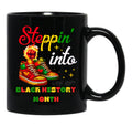 Stepping Into Black History Month Juneteenth Black Coffee Mug - Black