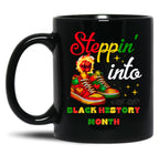 Stepping Into Black History Month Juneteenth Black Coffee Mug