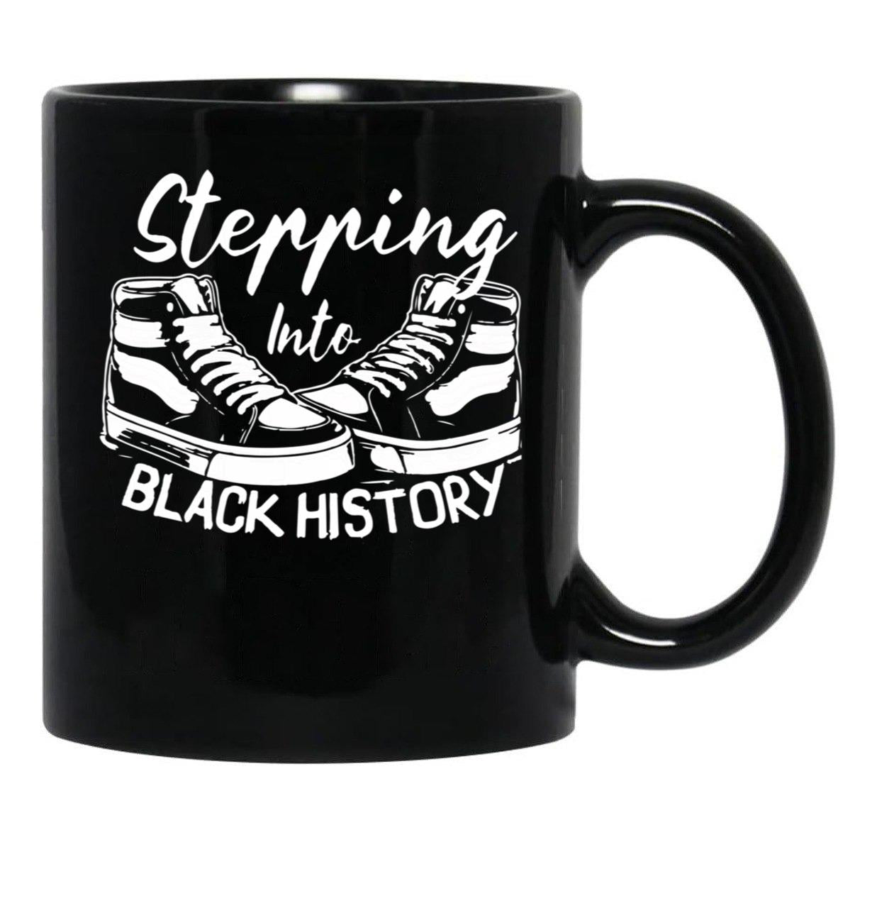 Stepping Into Black History Month Black Coffee Mug - Black