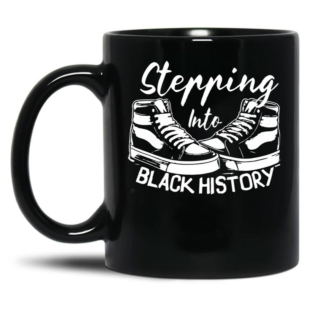 Stepping Into Black History Month Black Coffee Mug
