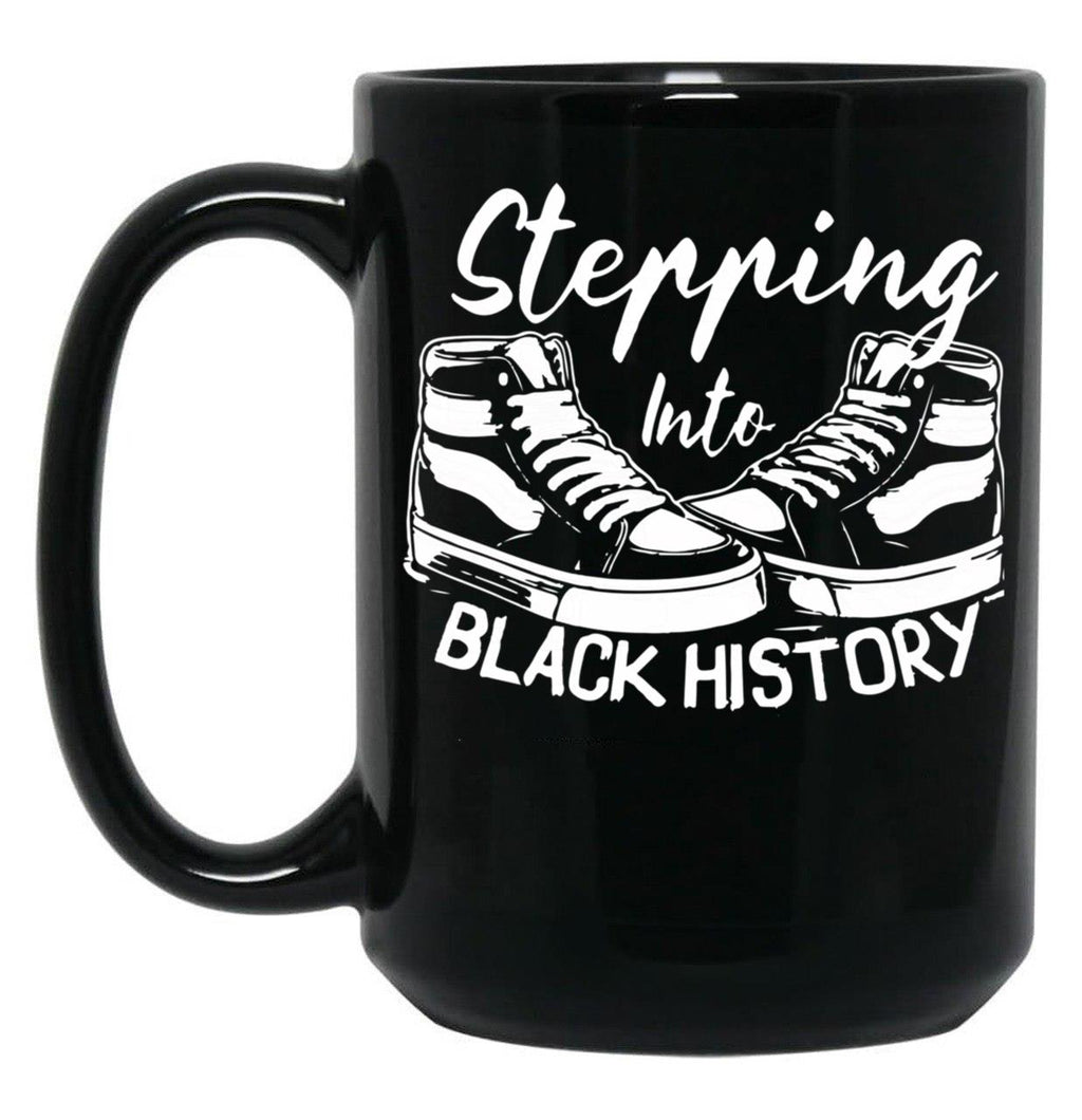 Stepping Into Black History Month Black Coffee Mug