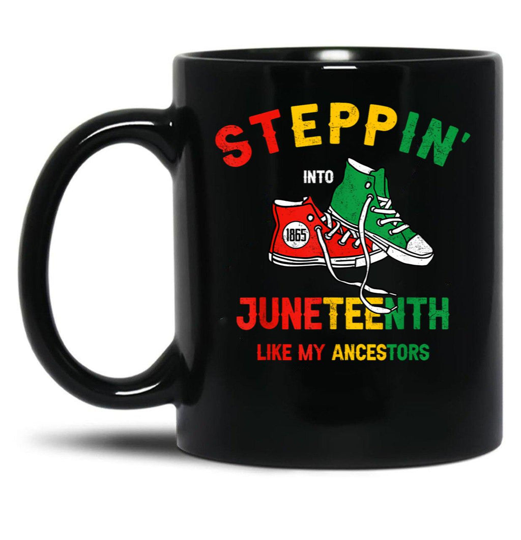 Stepping Into Junenth Like My Ancestors Sneakers 1865 Black Coffee Mug
