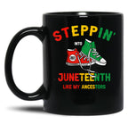 Stepping Into Junenth Like My Ancestors Sneakers 1865 Black Coffee Mug