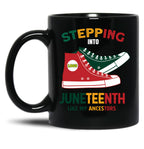 Stepping Into Junenth Like My Ancestors Black Coffee Mug