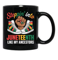 Stepping Into Juneteenth Afro Woman Black Girls Sneakers Men Mug (1) Black Coffee Mug - Black
