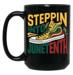 Stepping Into Juneteenth Afro Woman Black Girls Sneakers Men (3) Black Coffee Mug