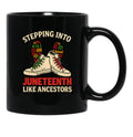 Stepping Into Juneteenth Like Ancestors Black Coffee Mug - Black