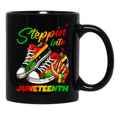 Stepping Into Juneteenth Mug For Afro Woman Black Girls Sneakers Gift Black Coffee Mug - Black