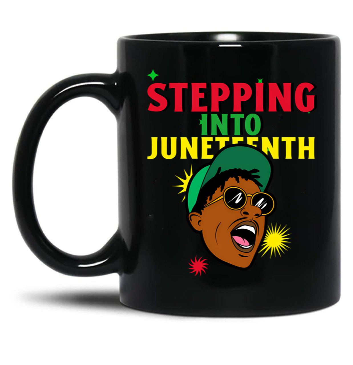 Stepping Into Juneteenth (1) Black Coffee Mug