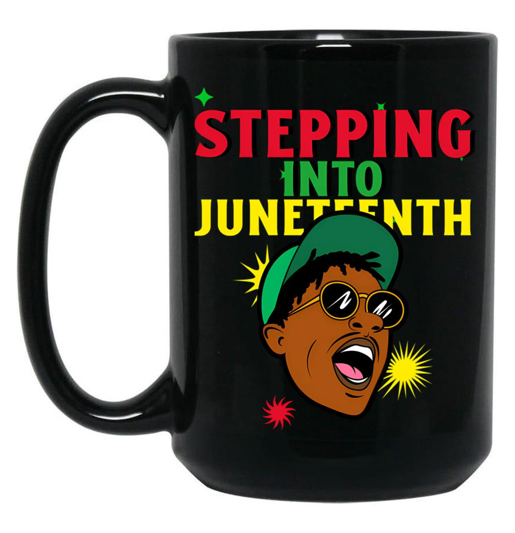 Stepping Into Juneteenth (1) Black Coffee Mug