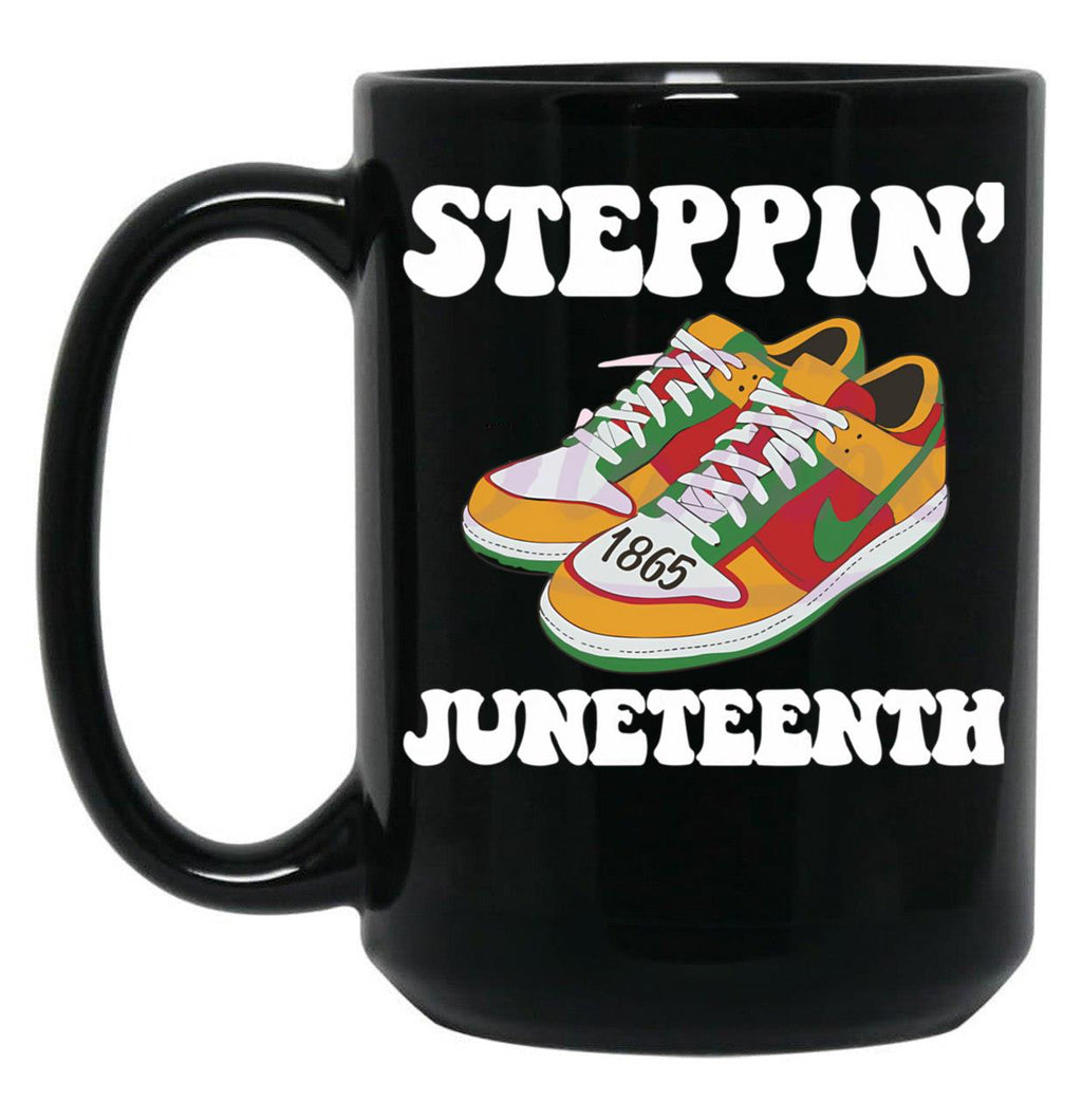Stepping Into Juneteenth Black Coffee Mug