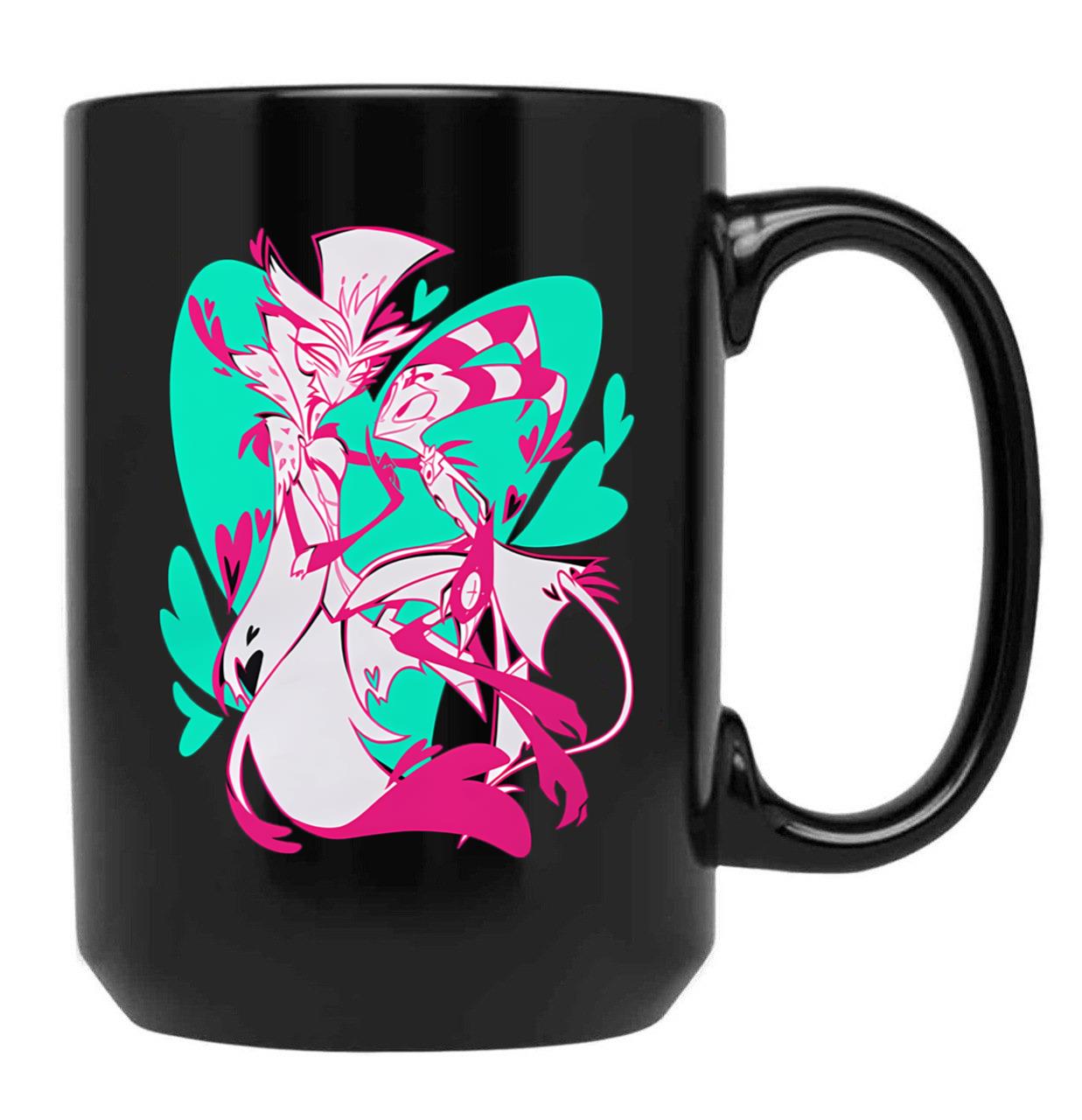 Stolas And Blitzo Valentines - Helluva Boss Black Coffee Mug, Gift Coffee Mug