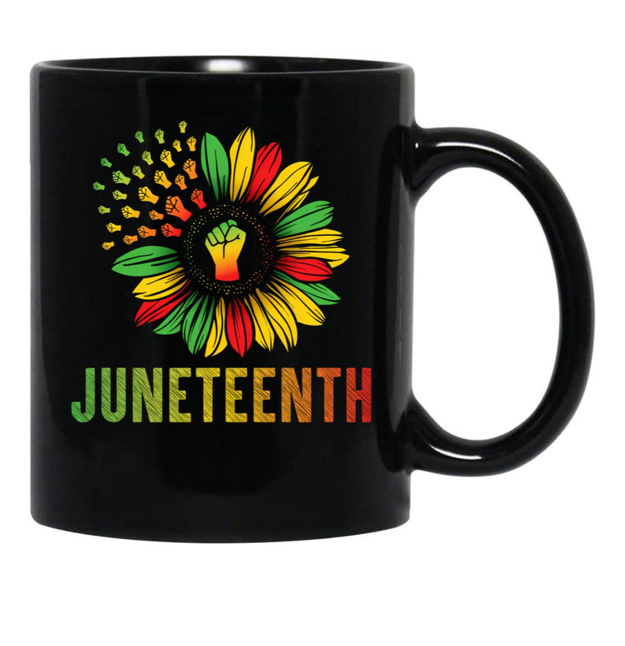 Sunflower Fist Juneteenth - 01 Black Coffee Mug - Black
