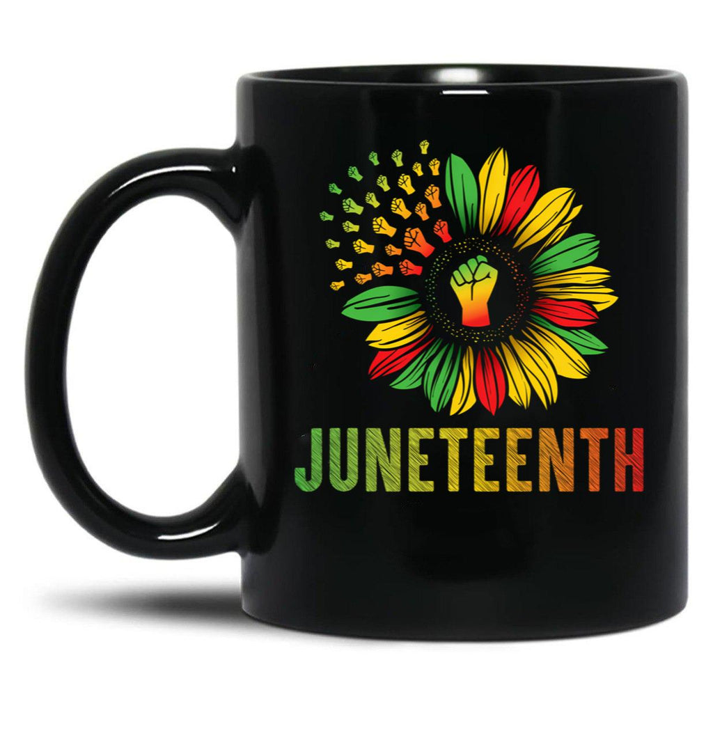 Sunflower Fist Juneteenth - 01 Black Coffee Mug