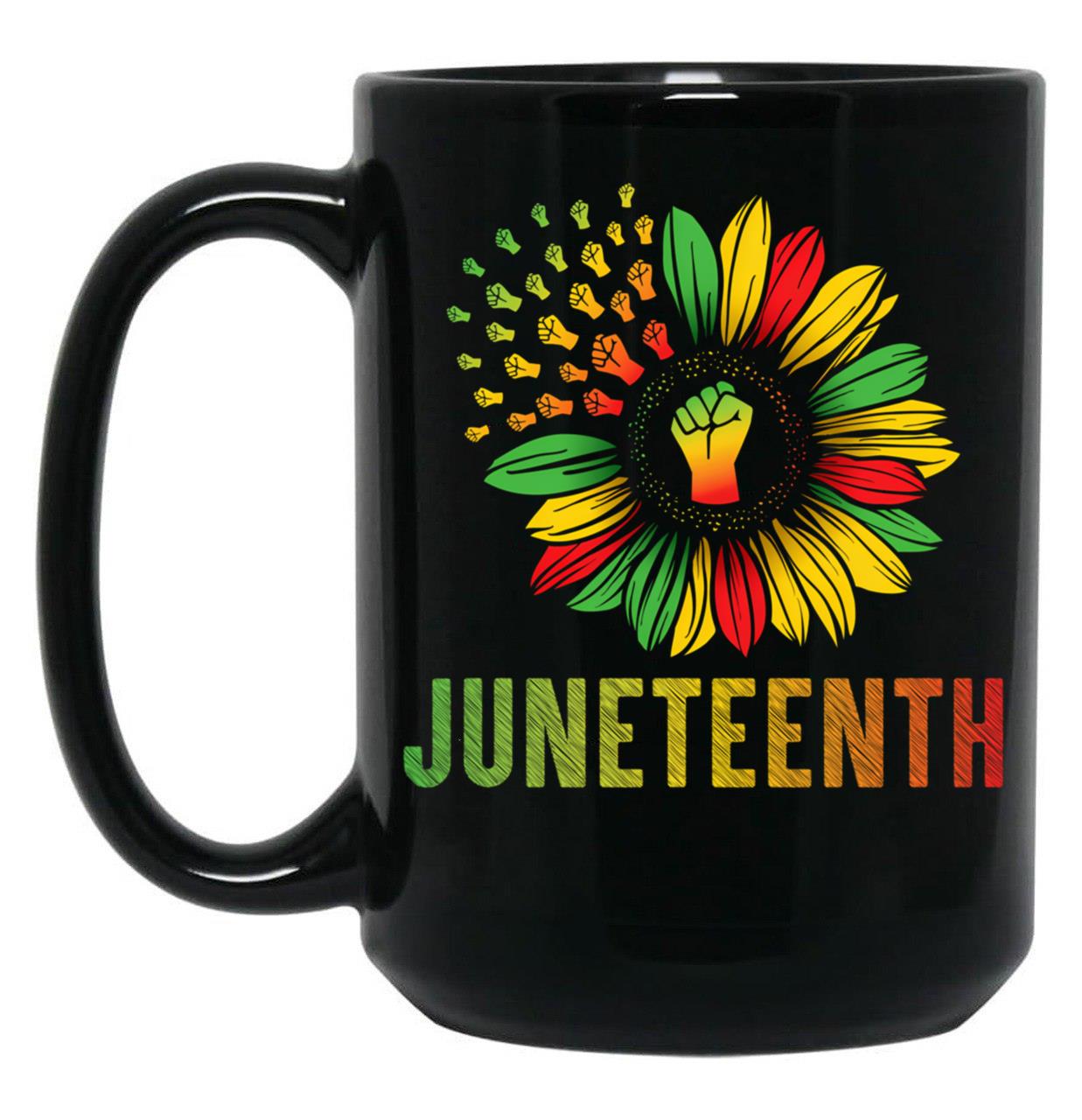 Sunflower Fist Juneteenth - 01 Black Coffee Mug