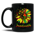 Sunflower Fist Juneteenth Black History African American Black Coffee Mug