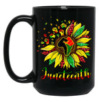 Sunflower Fist Juneteenth Black History African American Black Coffee Mug