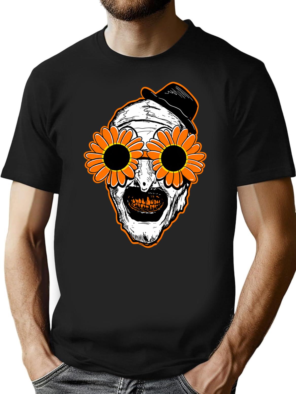 Sunflower Sunglasses Horror Clown Movie Art Terrifier 2 T-Shirt for Men & Women, T-Shirts Graphic Tee - Black