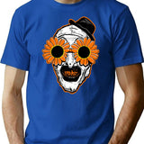 Sunflower Sunglasses Horror Clown Movie Art Terrifier 2 T-Shirt for Men & Women, T-Shirts Graphic Tee - Blue