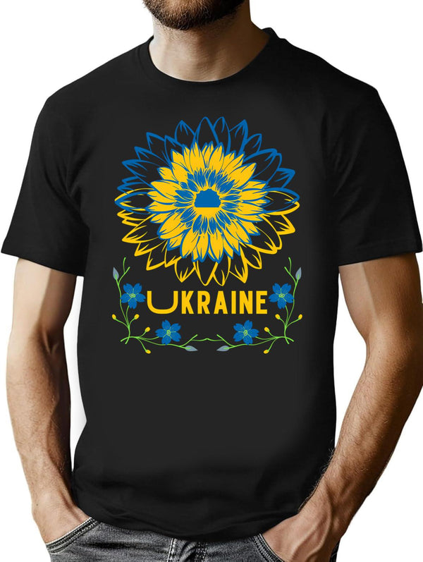 Sunflower Ukrainian Flagukrainian Lover T-Shirt for Men & Women, T-Shirts Graphic Tee - Black