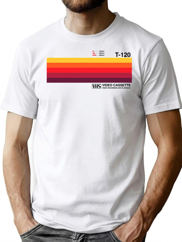 Sunset Video Cassette Vhs T-Shirt for Men & Women, T-Shirts Graphic Tee - White