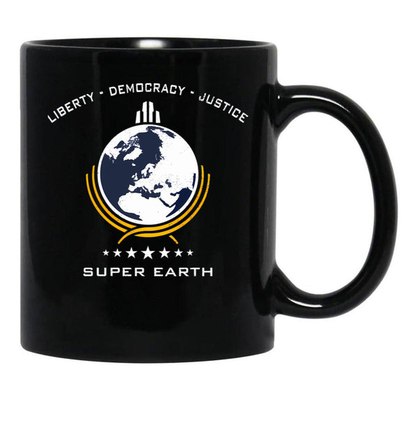 Super Earth Diving Into Hell For Liberty Black Coffee Mug, Gift Coffee Mug - Black