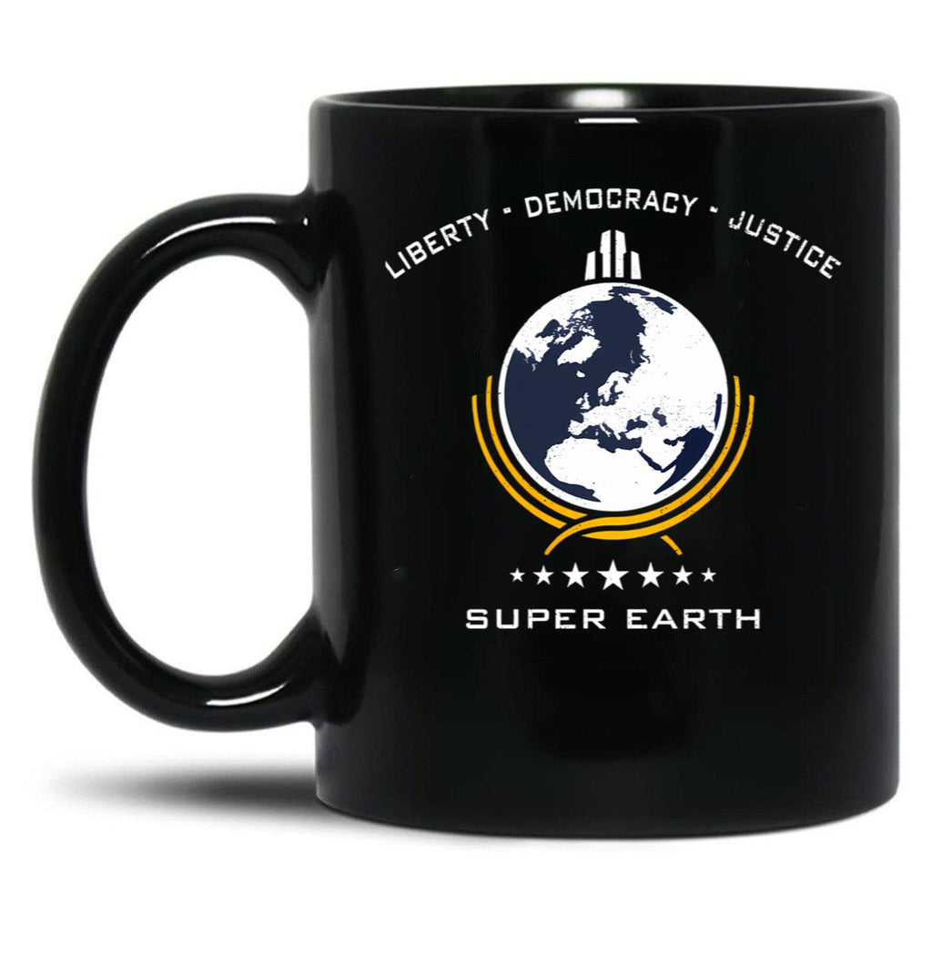 Super Earth Diving Into Hell For Liberty Black Coffee Mug, Gift Coffee Mug