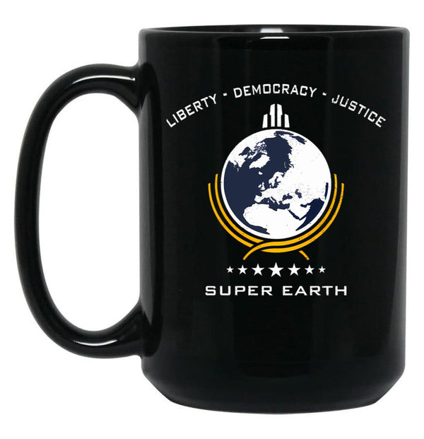 Super Earth Diving Into Hell For Liberty Black Coffee Mug, Gift Coffee Mug - Black