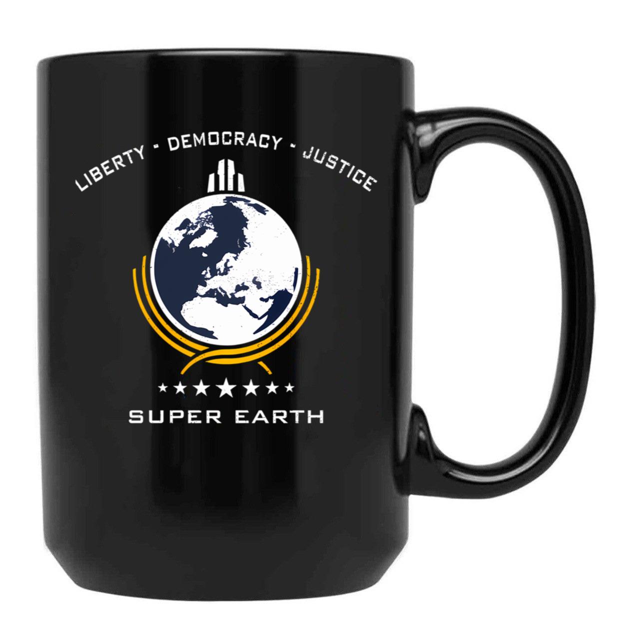 Super Earth Diving Into Hell For Liberty Black Coffee Mug, Gift Coffee Mug