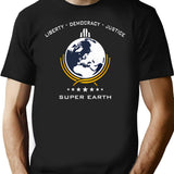 Super Earth Diving Into Hell For Liberty Premium Heavyweight Cotton T-Shirt - Black